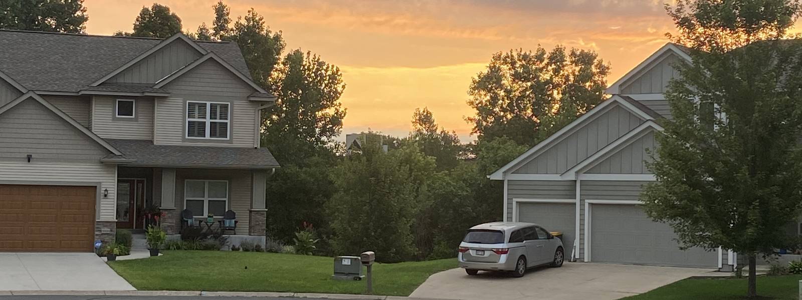 Golden sunset over the neighborhood