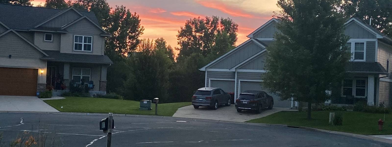 Summer sunset over the cul-de-sac